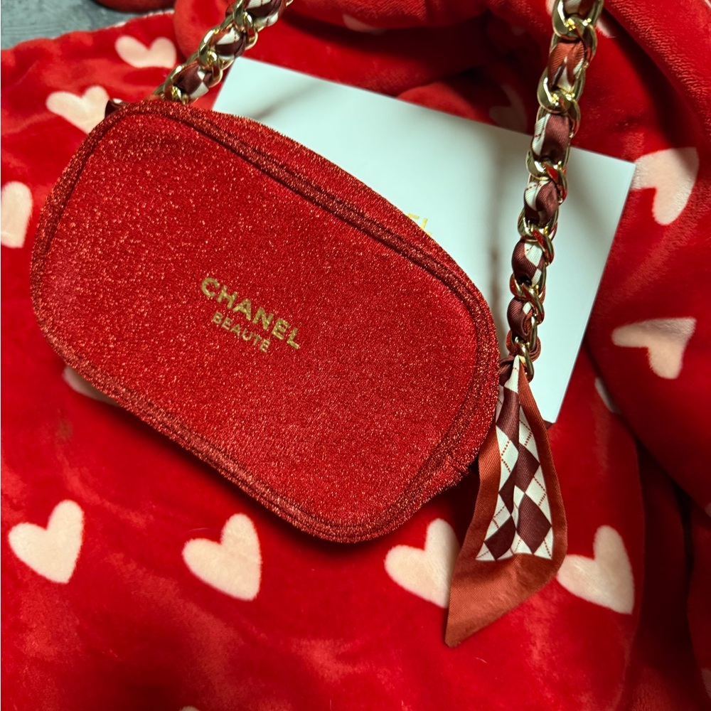 Chanel Red Bag W/Scarfed Strap New W/Box - Picture 5 of 8